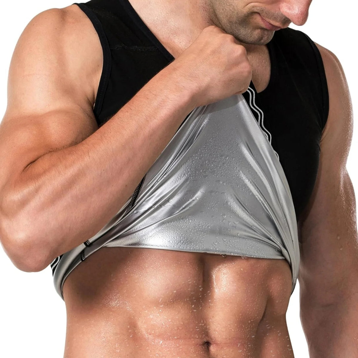 Sauna Shirt for Men, Short Sleeve Sauna Sweat Body Shaper Mens Sauna Vest Gym Exercise Tank Top